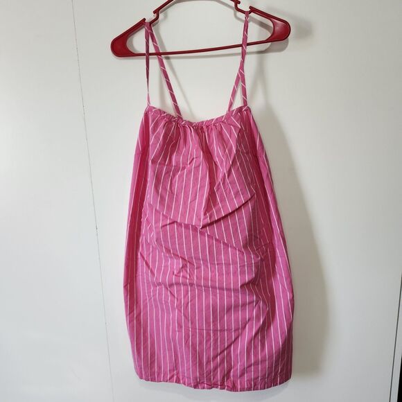 A New Day Pink White Striped Halter Shift Mini Dress XL Cotton Sleeveless - Picture 3 of 10